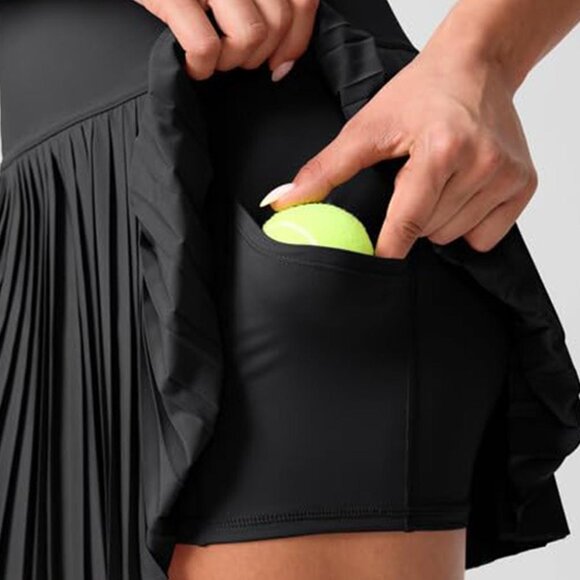 OTOS Athletic Skirt Skort Pleated With Shorts Pockets High Waist Tennis Blk S - Picture 9 of 9